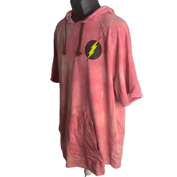 DC The Flash Short Sleeve Pullover Hoodie 2XL Custom Tie Dye Kangaroo Pocket - Picture 3 of 7
